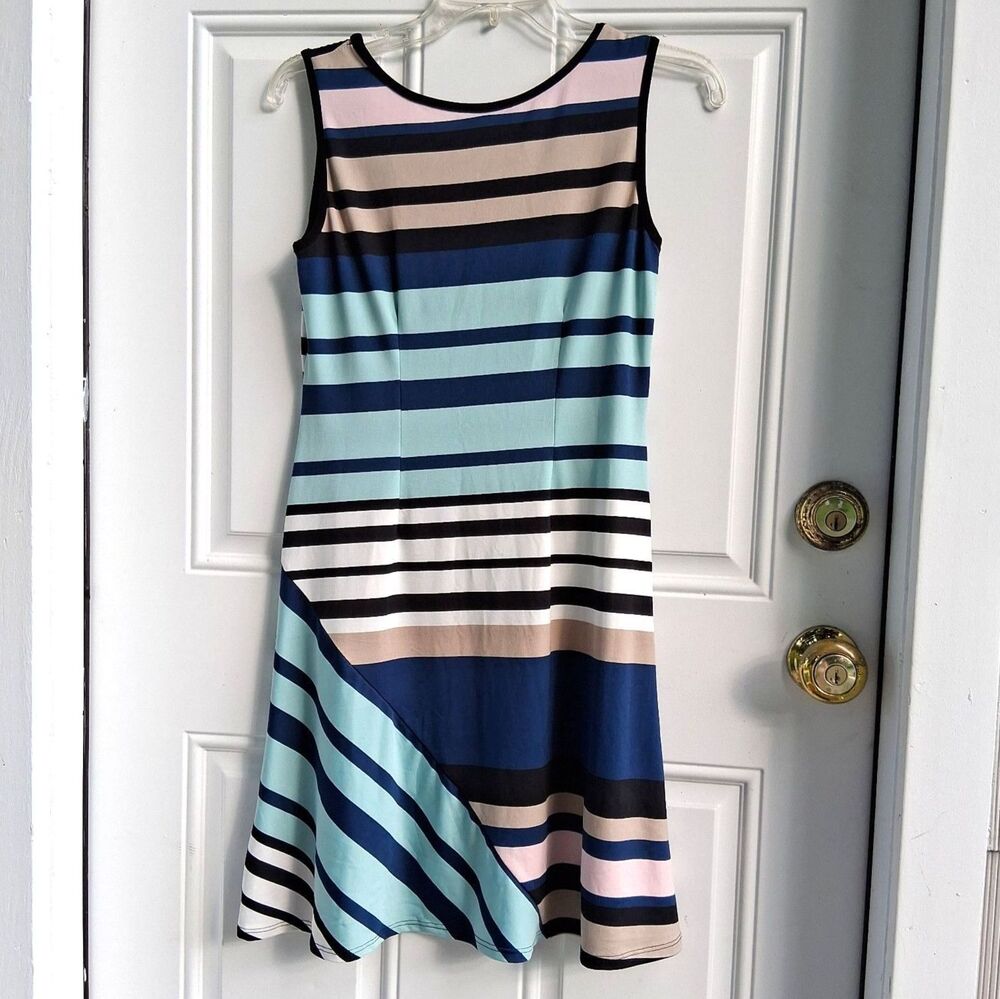 women's dress PS MSK Petite Striped Sleeveless Knee-Length - Picture 2 of 4